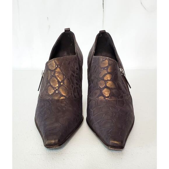 Donald J Pliner Lexi Crocodile Embossed Leather Zip Booties - Picture 3 of 10